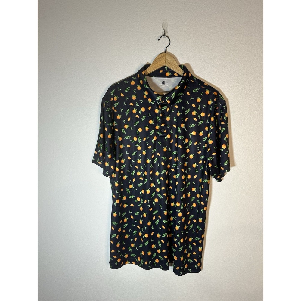 Mens BCG Oranges Golf Shirt Navy Blue XL